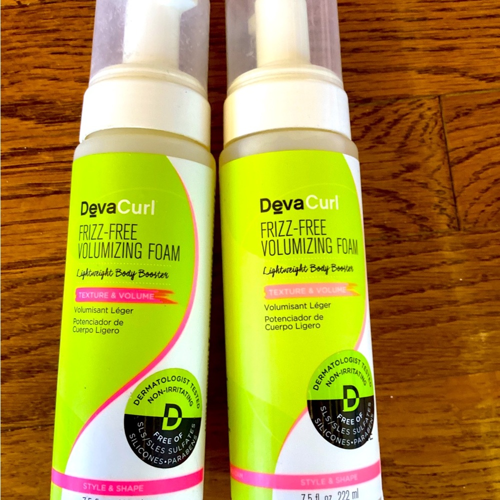 2 bottles of Deva Curl Frizz free volumizing foam 7.5oz each
